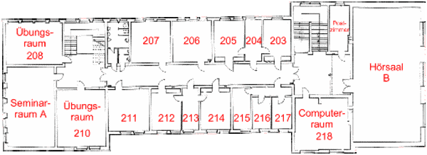 Raumplan des Instituts für Mathematik