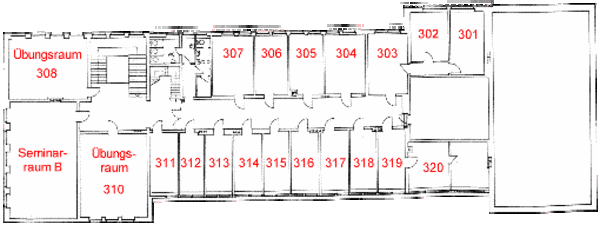 Raumplan des Instituts für Mathematik